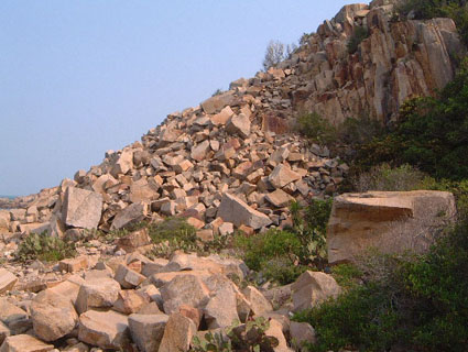 Cliff with debris