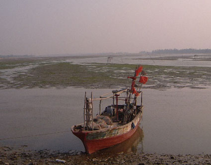 View of port with lone boat