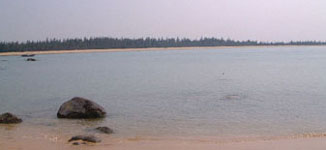 Looking across to the bathing beach