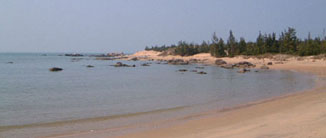 The start of Xiaojiao, looking across the beach